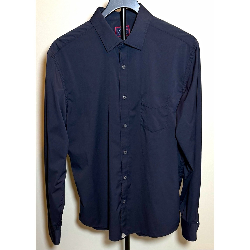 UNTUCKit Gironde Men's Solid Black Woven Long Sleeve Button-Up Shirt L Excellent